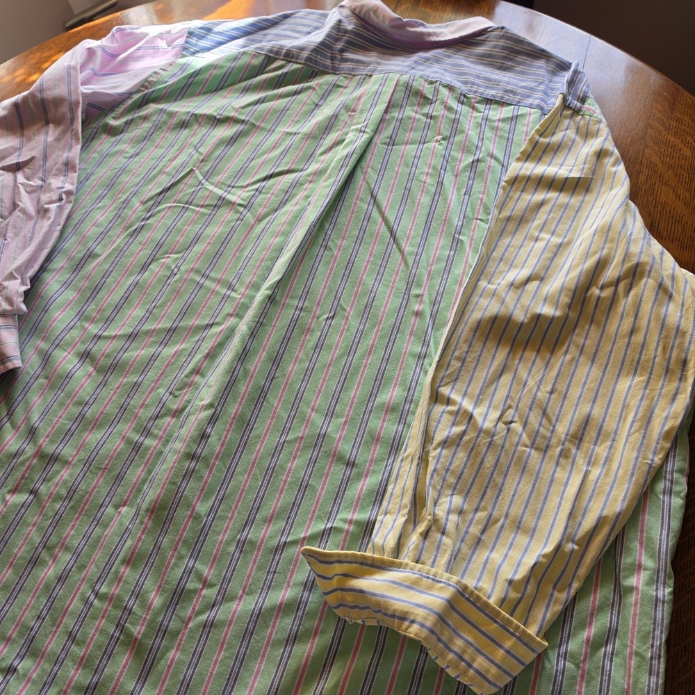 Men's Ralph Lauren Button-down Big & Tall Oxford Shirt 4XLT Color Block Stripes - Picture 7 of 7